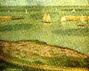 Georges Seurat fiskeflottan utanfor port oil